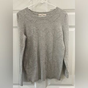 Women's Cotton Wool Blend Sweater Ruched Shoulder Raised Heart Pattern Size S